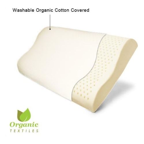  OrganicTextiles STANDARD - All Natural Non-Blended Natural Latex Contour Pillow: Low loft