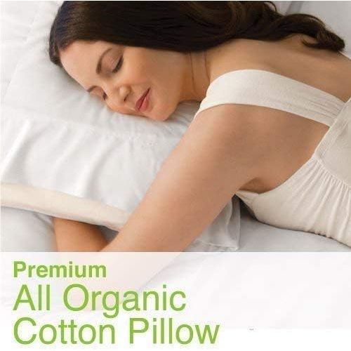  OrganicTextiles 100% All Organic Cotton Fiber Medium Filled Queen Size Pillow.