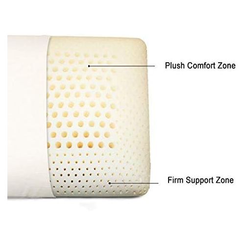  OrganicTextiles 100% Natural White Latex Zoned Pillow with an All Organic Covering (Queen)