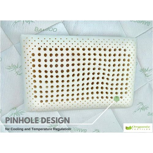  OrganicTextiles 100% Natural White Latex Zoned Pillow with an All Organic Covering (Queen)