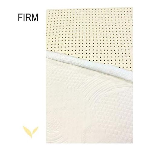  OrganicTextiles 100% Natural Latex Mattress Topper Cal King Size, Firm 2 Inch, Superior Pressure Relief, Hypoallergenic, Made in USA, with Strong Premium Organic Cotton Cover for D