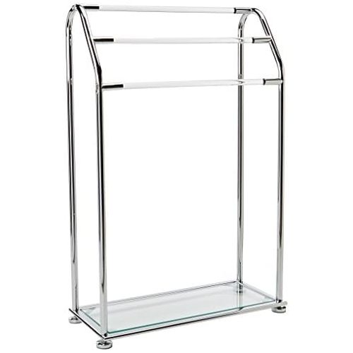  Organize It All Freestanding 3 bar Bathroom Towel Drying Rack with Bottom Shelf, Chrome