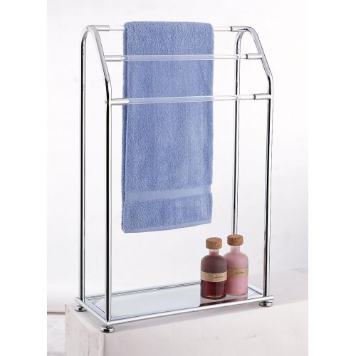  Organize It All Freestanding 3 bar Bathroom Towel Drying Rack with Bottom Shelf, Chrome