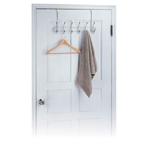  Organize It All Over Door Organizer Hooks - 6 Hook Chrome Storage Rack