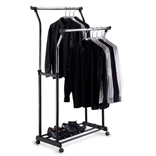  Organize It All Adjustable Double Rail Rolling Clothing and Garment Rack
