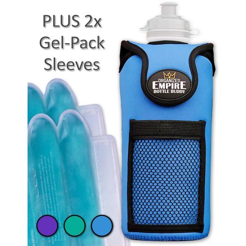  [아마존베스트]Organized Empire Insulated Water Bottle Holder with Shoulder Strap Sling + 2 Freezable &...