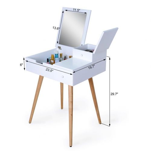  Organizedlife White Mirror Vanity Dresser Table with Drawers