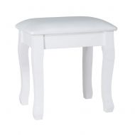 Organizedlife White Vanity Stool Padded Makeup Chair Bench with Solid Wood Legs