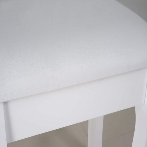  Organizedlife White Vanity Stool Padded Makeup Chair Bench with Solid Wood Legs