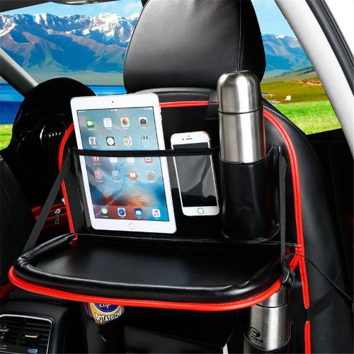  2 Pack Car Back Seat Organizer, Foldable Car Dining Table Holder Bottles Holder Multifunctional Back Seat Protector Universal Use as Car Backseat Organizer for Kids