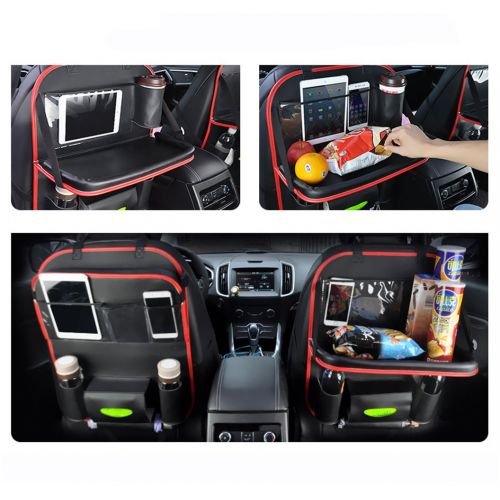  2 Pack Car Back Seat Organizer, Foldable Car Dining Table Holder Bottles Holder Multifunctional Back Seat Protector Universal Use as Car Backseat Organizer for Kids