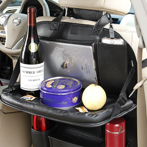  2 Pack Car Back Seat Organizer, Foldable Car Dining Table Holder Bottles Holder Multifunctional Back Seat Protector Universal Use as Car Backseat Organizer for Kids