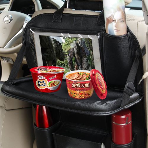  2 Pack Car Back Seat Organizer, Foldable Car Dining Table Holder Bottles Holder Multifunctional Back Seat Protector Universal Use as Car Backseat Organizer for Kids