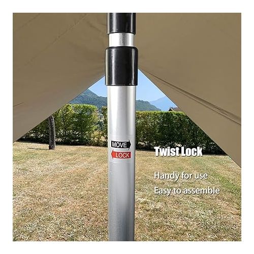 Orgrimmar Adjustable Tarp Poles Set of 2 Telescoping Aluminum Rods Portable Lightweight Replacement Tent Poles for Camping Awning Backpacking Hiking Hammock Rain Fly