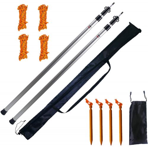  Orgrimmar Adjustable Tarp Poles Set of 2 Telescoping Aluminum Rods Portable Lightweight Replacement Tent Poles for Camping Awning Backpacking Hiking Hammock Rain Fly