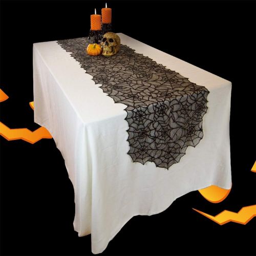  Orgrimmar?35 PCS Halloween Decorations Set Include Lace Spider Web Table Runner, Round Lace Table Cover, Fireplace Scarf Cover and 32 Pieces 3D Bats Wall Sticker Decal