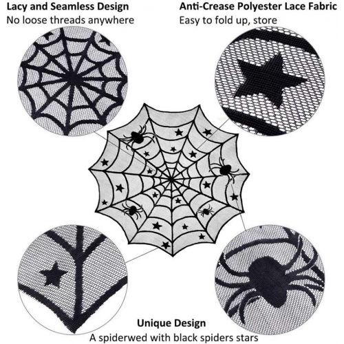  Orgrimmar?35 PCS Halloween Decorations Set Include Lace Spider Web Table Runner, Round Lace Table Cover, Fireplace Scarf Cover and 32 Pieces 3D Bats Wall Sticker Decal