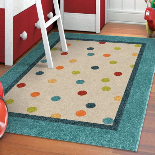  Orian Rugs Polka Teal IndoorOutdoor Area Rug