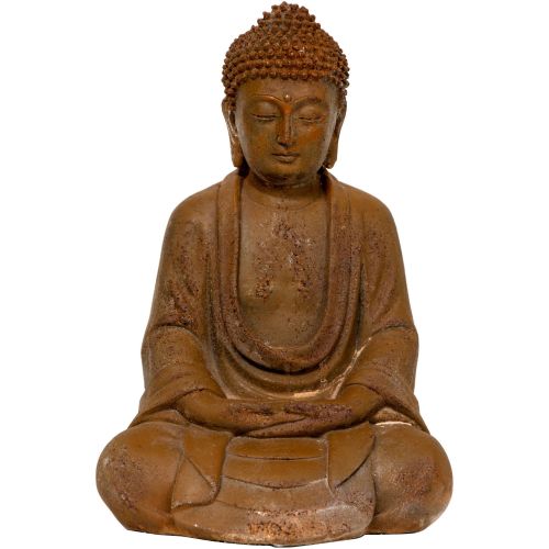  Oriental Furniture 9 Japanese Sitting Zenjo-in Rust Patina Buddha Statue