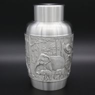 Oriental Pewter - Pewter Tea Storage, Caddy - Hand Carved Beautiful Embossed Pure Tin 97% Lead-Free Pewter Handmade in Thailand