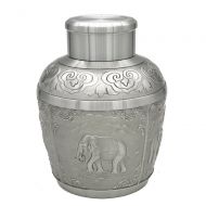 Oriental Pewter - Pewter Tea Storage, Caddy -TPCL5- Hand Carved Beautiful Embossed Pure Tin 97% Lead-Free Pewter Handmade in Thailand