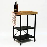 Origami Folding Kitchen Cart on Wheels for Chefs Outdoor Coffee Wine and Food, Microwave Cart, Kitchen Island on Wheels, Rolling Cart, Kitchen Appliance & Utility Cart Black with W