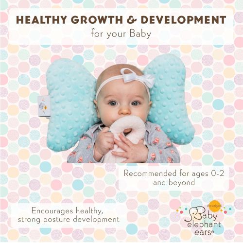  Original Baby Elephant Ears Head Support Pillow for Stroller, Swing, Bouncer, Changing Table, Car Seat, etc. (Blue Little Ones Organic)