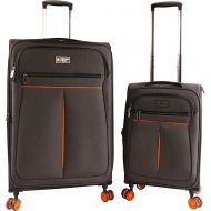 Original Penguin ORIGINAL PENGUIN Luggage Colfax 2 Piece Set Expandable Suitcase with Spinner Wheels, Black Crosshatch/Orange