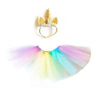 Originals Group Baby Girls 1st Birthday Outfit Dress Skirt Rainbow Tutu Skirts with Unicorn Horn Headband Cake Smash