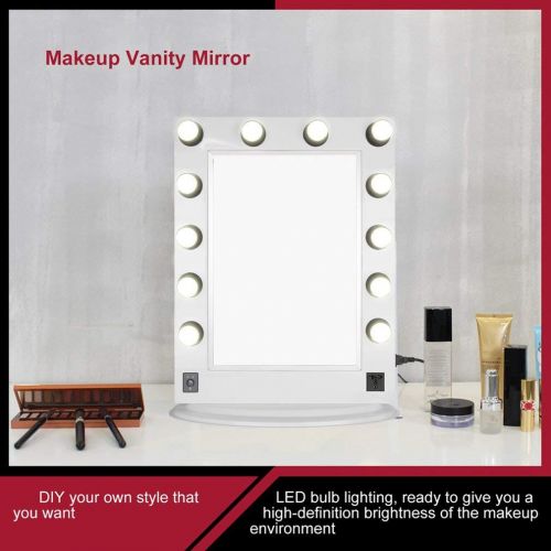  Orihat Lighted Vanity Mirror, Hollywood Style Makeup Tabletops Cosmetic Mirror Aluminum Alloy...