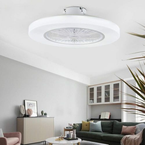  [아마존베스트]Orillon 22 Thin Modern Ceiling Fan with Light for Indoor Kitchen Bathroom Bedroom,Remote LED 3 Color Lighting Low Profile Flush Mount Quiet Electric Fan with 4 ABS Blades and Plast