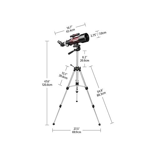  Orion GoScope III 70mm Refractor Telescope Kit - Beginner Telescope for Families & Adults with Backpack & Maps - Ideal First Telescope Gift