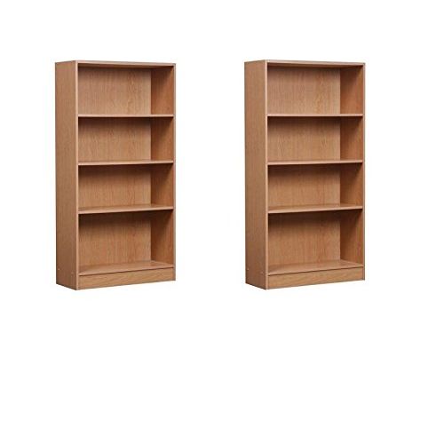  Complementing Orion 4-Shelf Bookcases, Set of 2 Your Color Choice Ideal for Your Books And Can Fit Organizer Bins For Added Style (Oak and Oak)