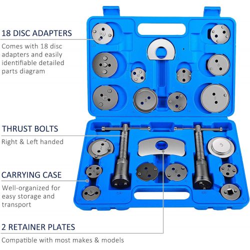  Orion Motor Tech 24-Piece Disc Brake Caliper Tool Kit, Front and Rear Brake Piston Compression Tool, Professional Automotive Mechanic Tool Set