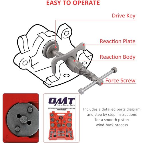  Orion Motor Tech 24PCS Master Disc Brake Piston Caliper Compressor Spreader Tool Set | Brake Pad Replacement Reset Wind Back Kit