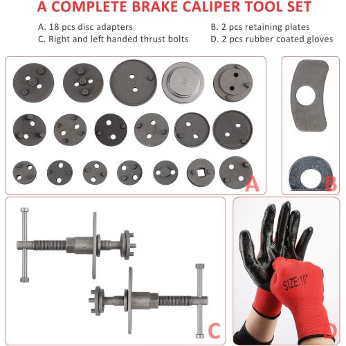  Orion Motor Tech 24PCS Master Disc Brake Piston Caliper Compressor Spreader Tool Set | Brake Pad Replacement Reset Wind Back Kit