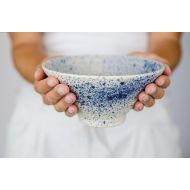 /OritCreativeWorkshop Ceramic bowl, japanese pottery, handmade pottery, blue bowl, cereal bowl, soup bowl, white and blue pottery, modern pottery, made for order.