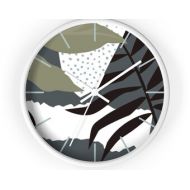 OrlyFuchsGalchen Abstract Design Wall clock in Green White and Black. Modern Wall Clock.