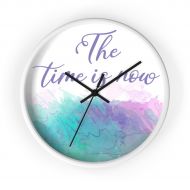 OrlyFuchsGalchen The Time Is Now Water Color Abstract Wall Clock