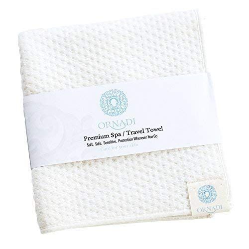  Ornadi Bamboo Organic Cotton Extra Soft Spa Face Towel Luxury Care for Sensitive Skin Daily Facial Wash or Natural Hair Dry Cloth Premium Travel Protection Yoga Gym 15 X 35 Made in USA