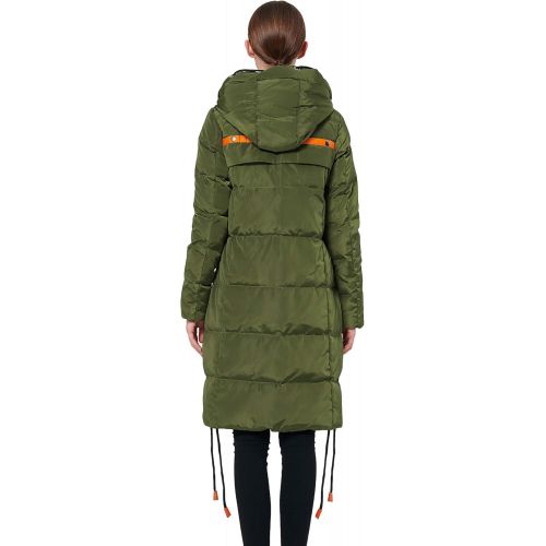  [아마존 핫딜] Orolay Womens Thickened Contrast Color Drawstring Down Jacket Hooded