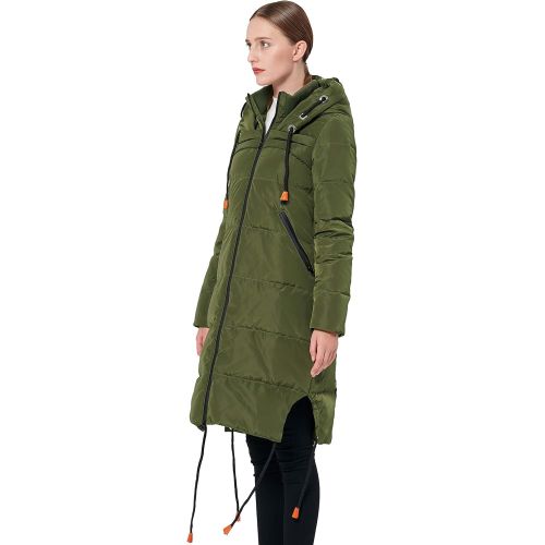  [아마존 핫딜] Orolay Womens Thickened Contrast Color Drawstring Down Jacket Hooded