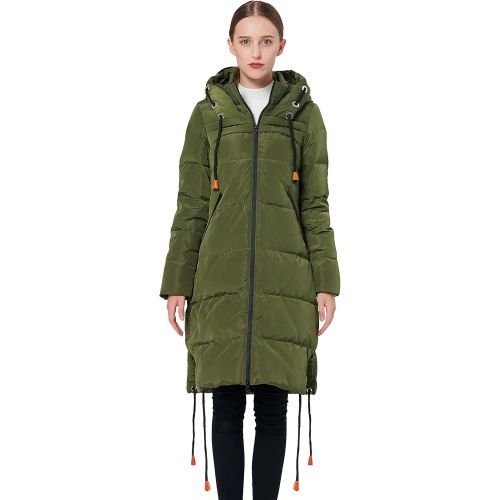  [아마존 핫딜] Orolay Womens Thickened Contrast Color Drawstring Down Jacket Hooded