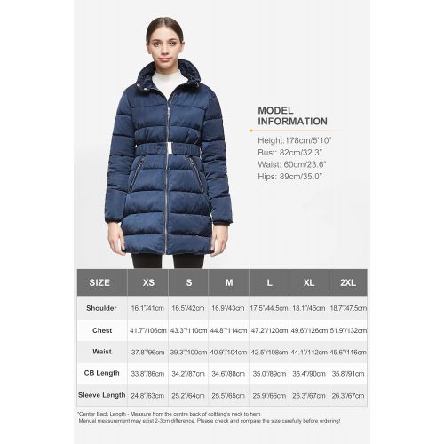  Orolay Women Warm Cotton-Padded Jacket with Waist Belt Coat