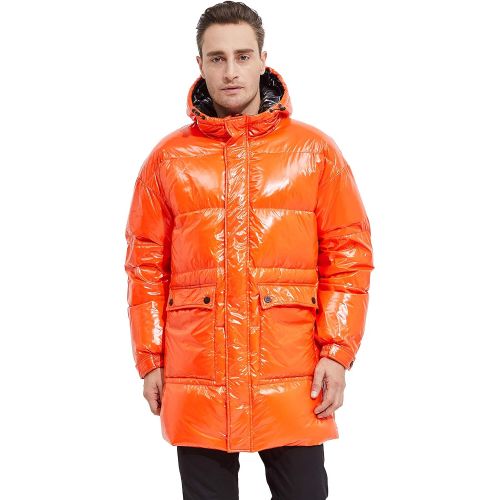  Orolay Shiny Down Jacket Men Winter Coat Stand Collar Puffer Jacket with Hood