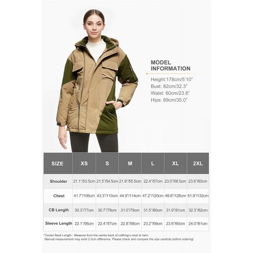  Orolay Women Warm Down Mid-Length Jacket with Hood Color Blocking Style Coat