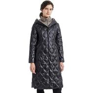 Orolay Womens Inner Bib Down Jacket Long Winter Coat Hooded Puffer Jacket