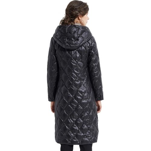  Orolay Womens Inner Bib Down Jacket Long Winter Coat Hooded Puffer Jacket