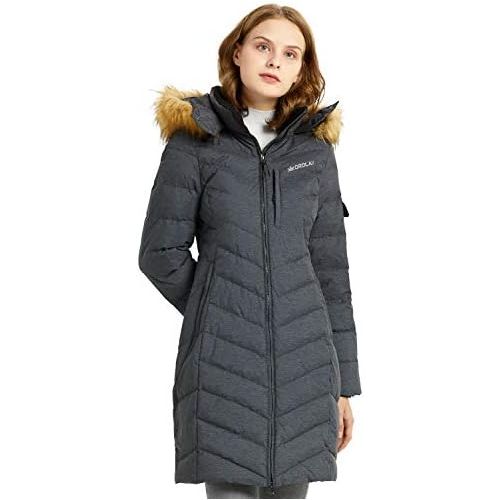  Orolay Womens Quilted Down Jacket Long Winter Coat Puffer Jacket with Faux Fur Hood