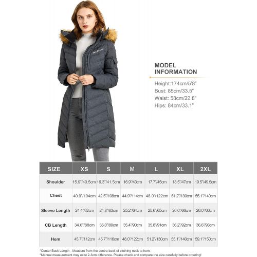  Orolay Womens Quilted Down Jacket Long Winter Coat Puffer Jacket with Faux Fur Hood